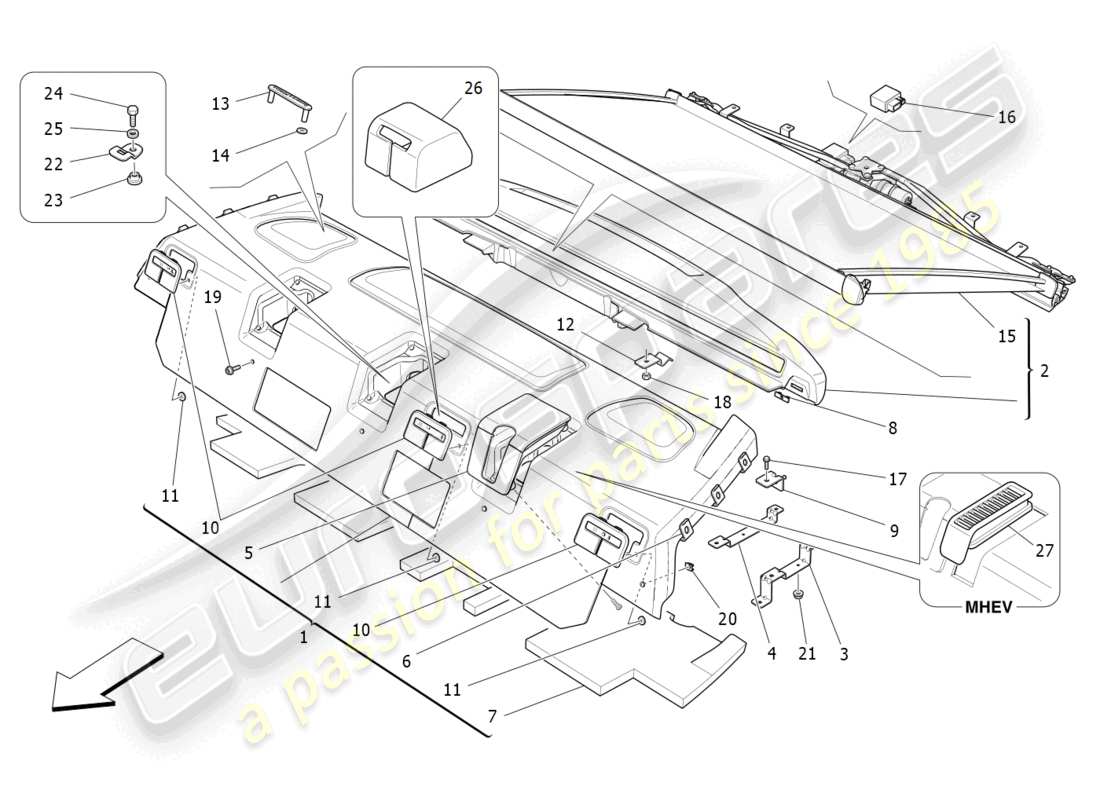 un diagramma delle parti dal catalogo delle parti maserati ghibli (2016)
