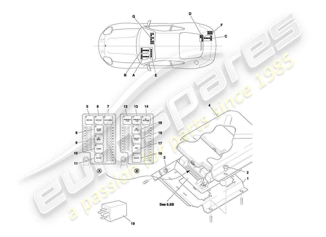 aston martin db7 vantage (2002) relè, vin 300556 sul diagramma delle parti