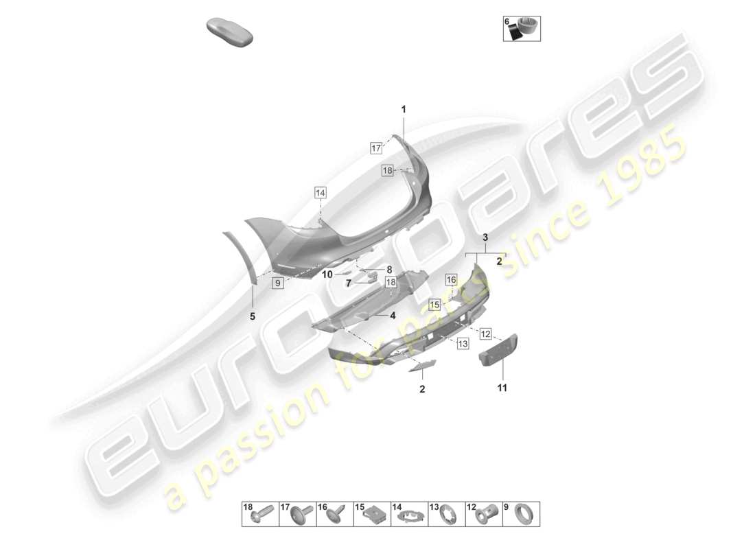 porsche 2023 (taycan 9j1-1) paraurti posteriore cross turismo taycan turbo diagramma delle parti