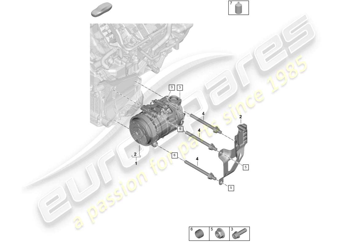 porsche 2025 (panamera 976) diagramma delle parti del compressore a/c