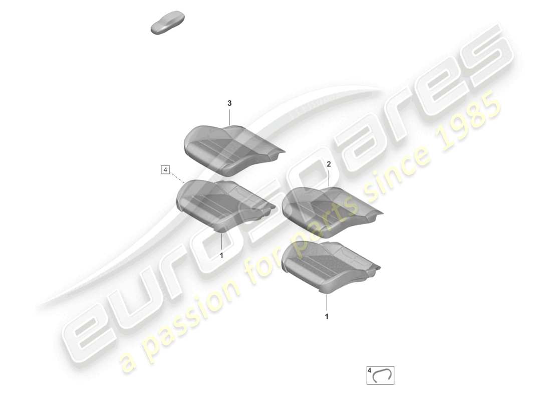 porsche 2020 (taycan 9j1-1) parte in schiuma coprisedile sedile sportivo per modelli con ventilazione del sedile diagramma delle parti