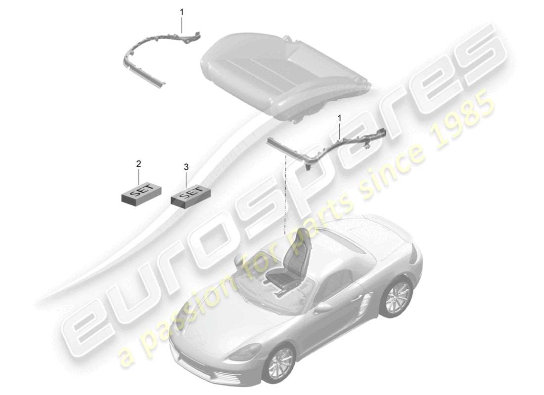 porsche 2022 (718 boxster) imbottitura del sedile telaio sedile sportivo plus kit di riparazione riconoscimento del sedile occupato schema delle parti