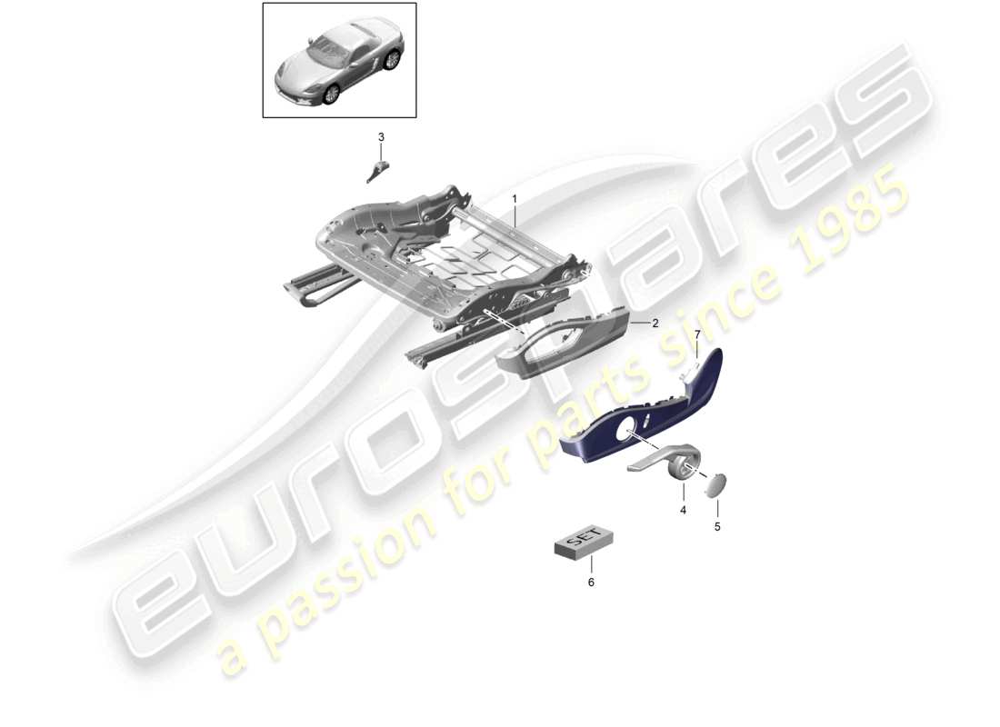 porsche 2023 (718 boxster) telaio del sedile sedile sportivo plus kit di riparazione accessori riconoscimento sedile occupato rivestimento per interruttore schema ricambi