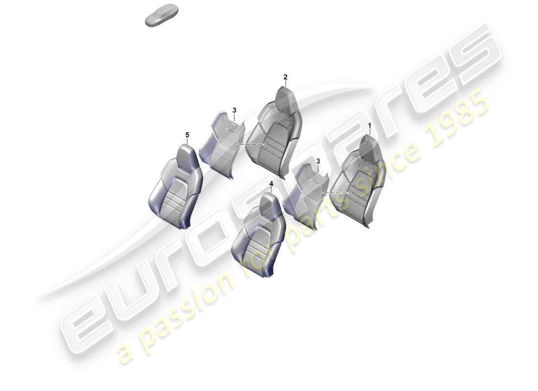 porsche 2025 (cayenne e3 pa) parte in schiuma copertura dello schienale del sedile sportivo diagramma delle parti