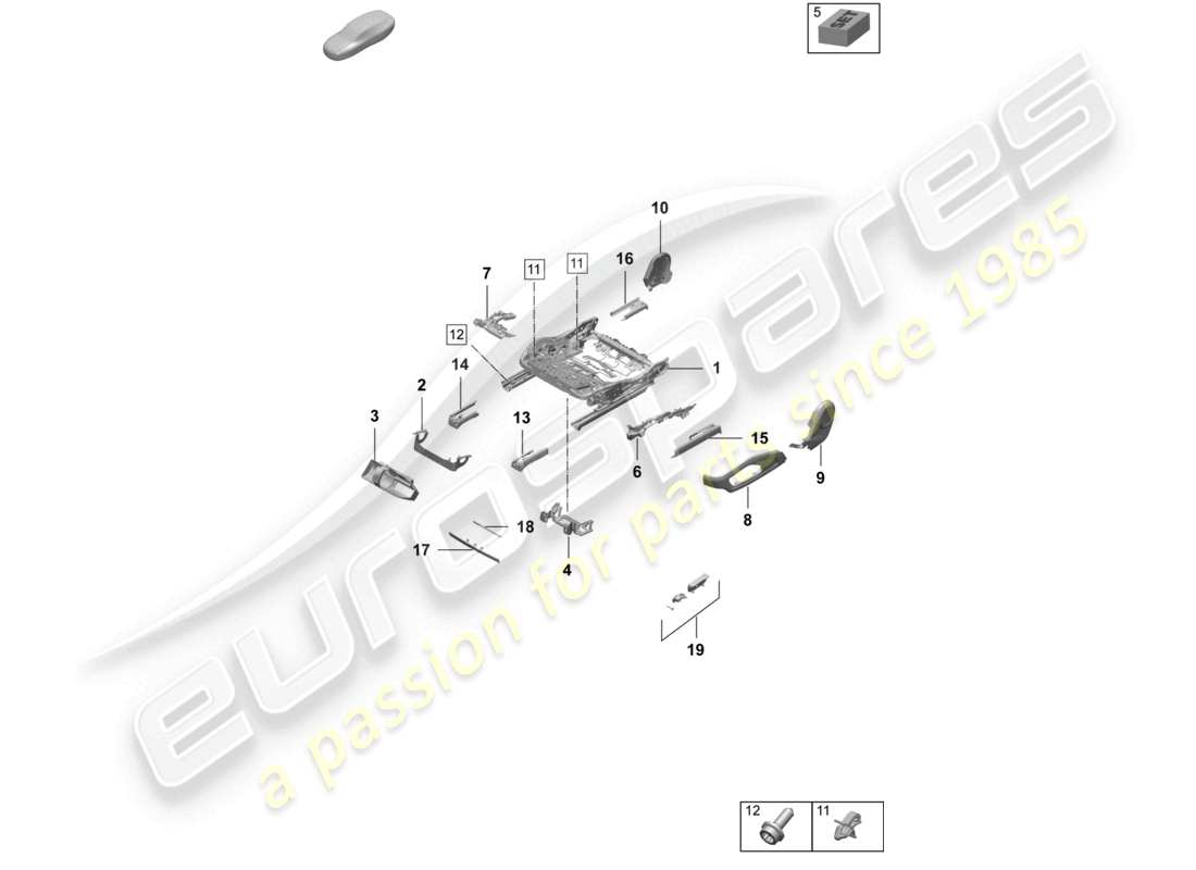porsche 2026 (taycan 9j1-2) telaio del sedile accessori vari sedile comfort sedile sportivo diagramma delle parti