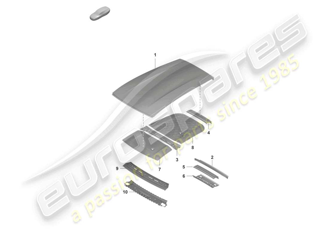 porsche 2022 (taycan 9j1-1) pannello esterno del tetto smorzamento diagramma delle parti