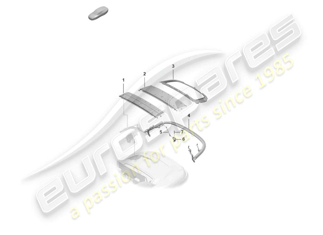 porsche 2021 (992-1 turbo / s) telaio superiore parti singole arco del tetto diagramma delle parti