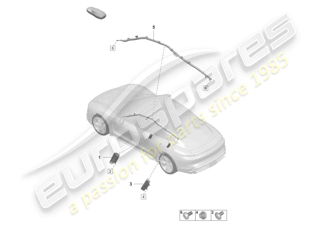 porsche 2022 (taycan 9j1-1) unità airbag laterale unità airbag testa diagramma delle parti