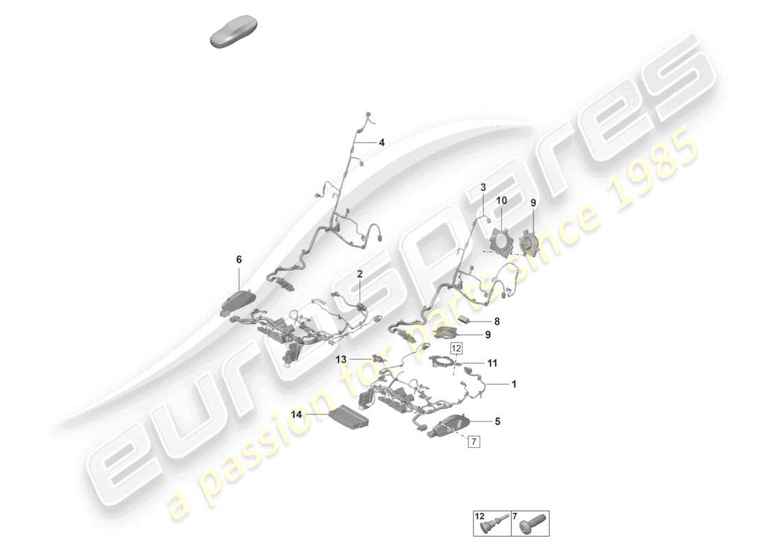 porsche 2020 (taycan 9j1-1) schema elettrico dei componenti del sedile sportivo