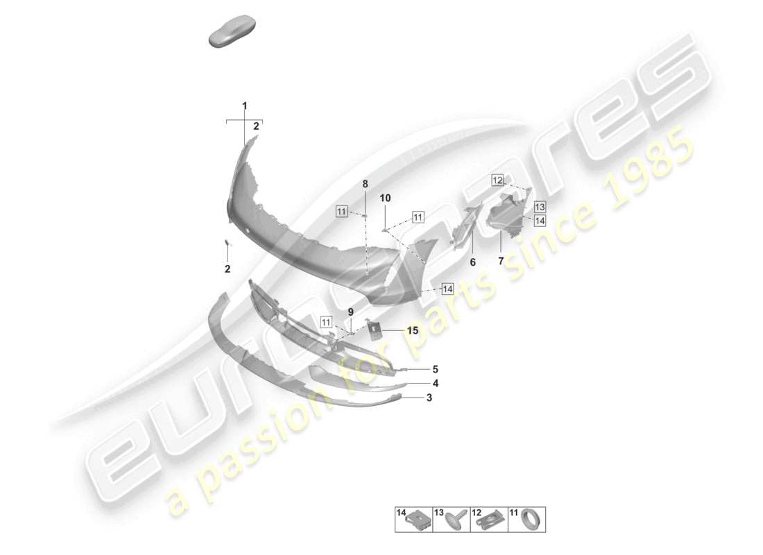 porsche 2020 (taycan 9j1-1) paraurti anteriore turbo diagramma delle parti