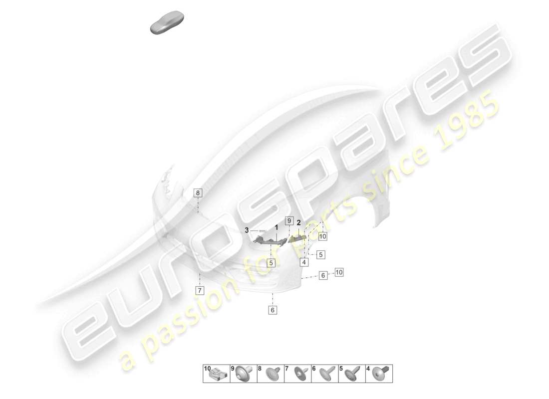 porsche 2024 (panamera 971-2) schema dei componenti del paraurti anteriore