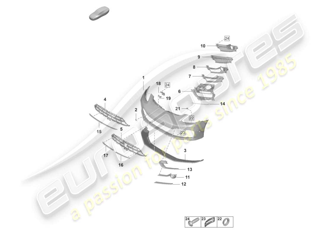 porsche 2024 (panamera 971-2) paraurti anteriore gts schema delle parti
