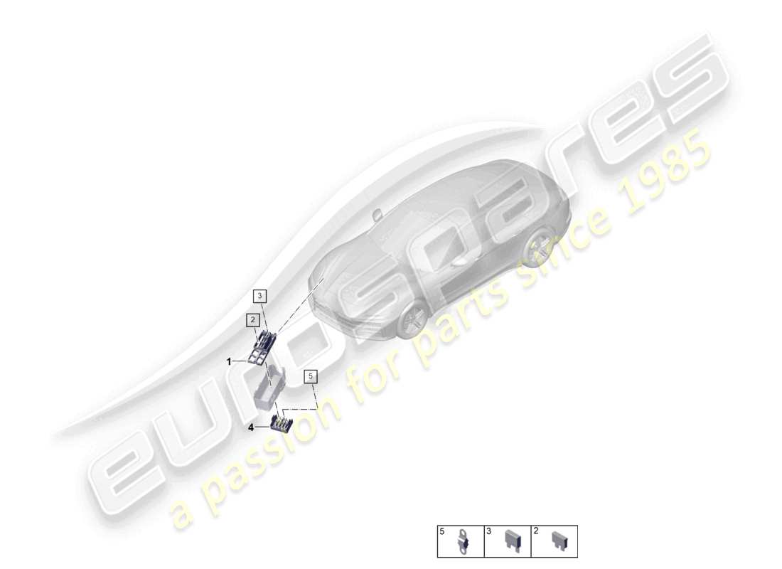 porsche 2025 (panamera 976) scatola dei fusibili fusibile piatto vano motore destro schema delle parti