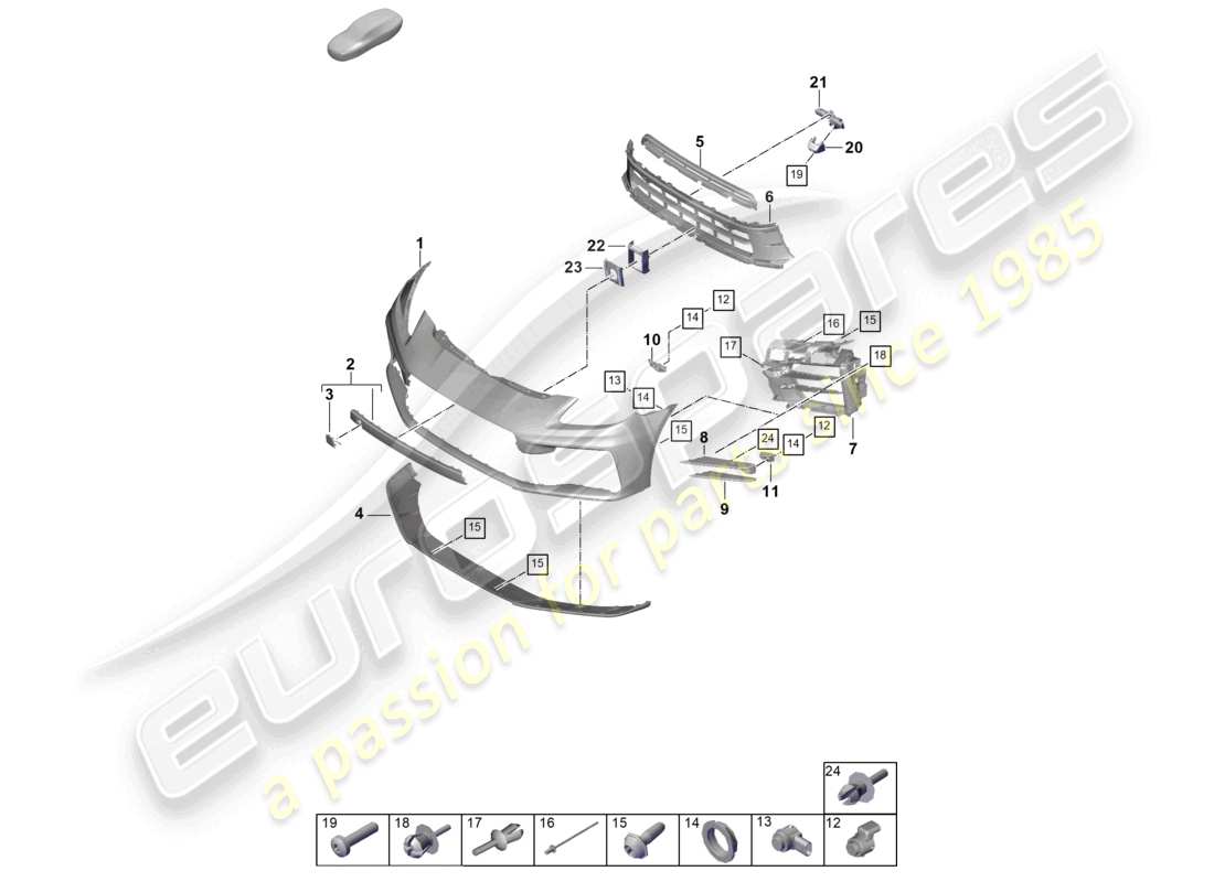porsche 2025 (panamera 976) schema delle parti paraurti anteriore