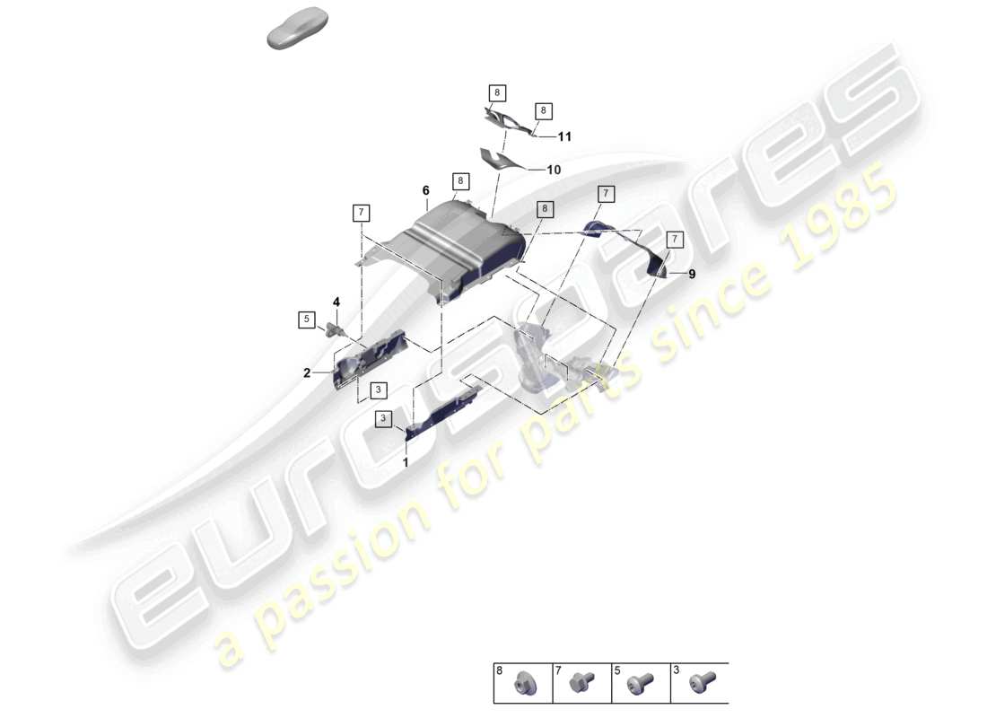 porsche 2026 (panamera 976) sistema di scarico isolamento termico canale di guida dell'aria per veicoli con filtro antiparticolato per benzina schema dei componenti