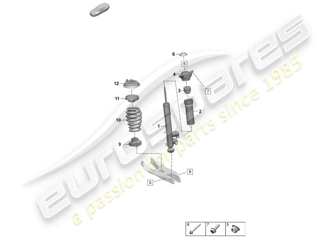 porsche 2025 (macan-e) smorzatore di vibrazioni con sospensione a molla in acciaio molla elicoidale diagramma delle parti