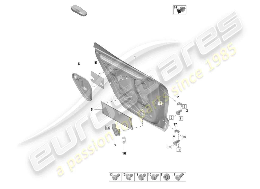 porsche 2020 (taycan 9j1-1) guscio porta posteriore diagramma delle parti