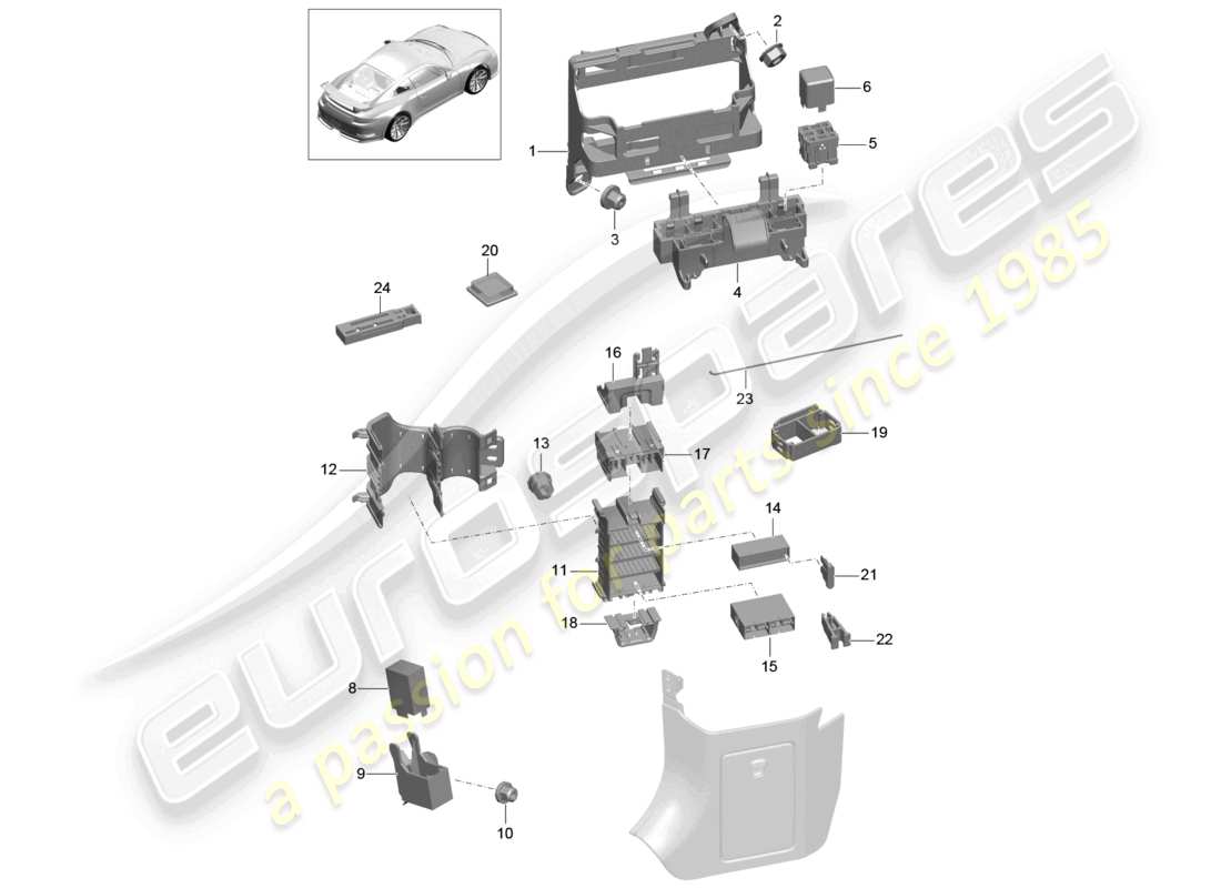 porsche 2021 (991-2 r/gt3/rs) schema elettrico centrale cruscotto parte