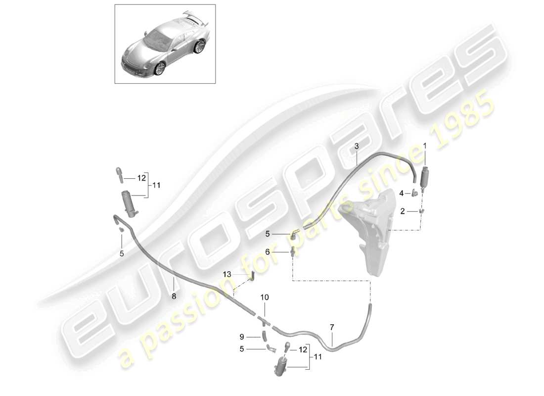 porsche 2021 (991-2 r/gt3/rs) schema delle parti del sistema rondella