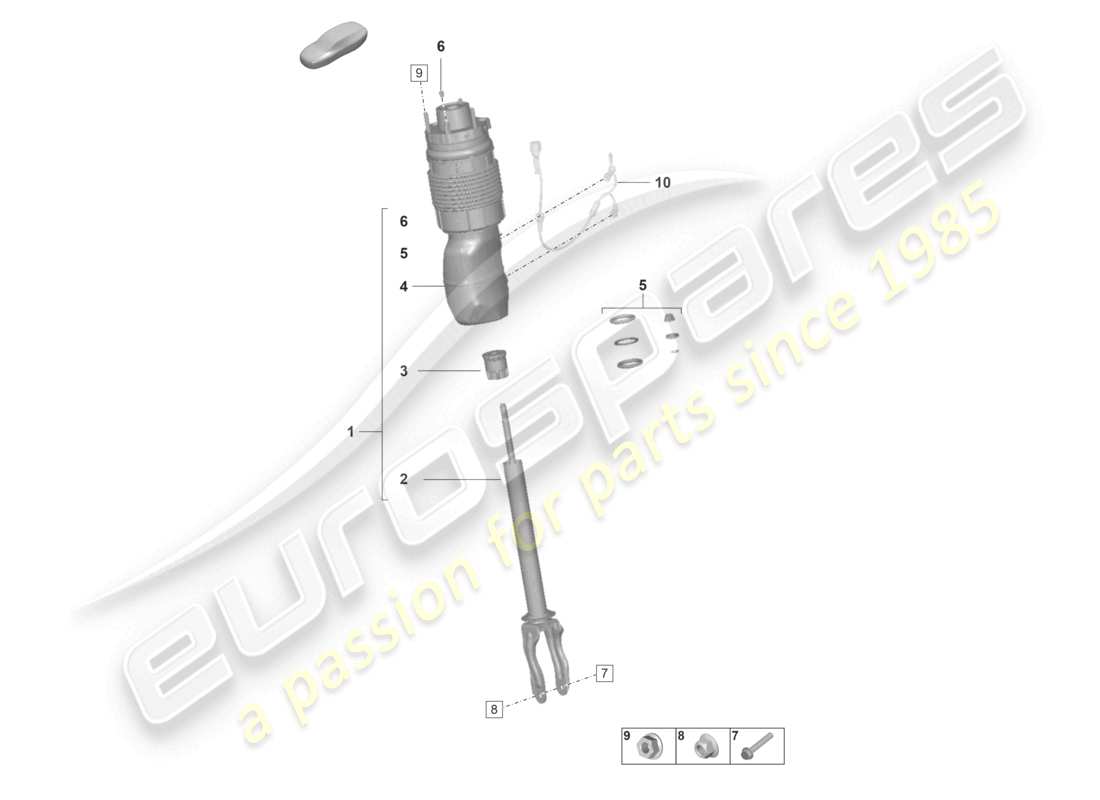 porsche 2021 (panamera 971-2) schema completo delle parti del montante della sospensione pneumatica
