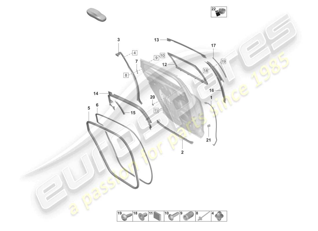 porsche 2021 (panamera 971-2) porte posteriori guarnizione guida finestra accessori schema ricambi