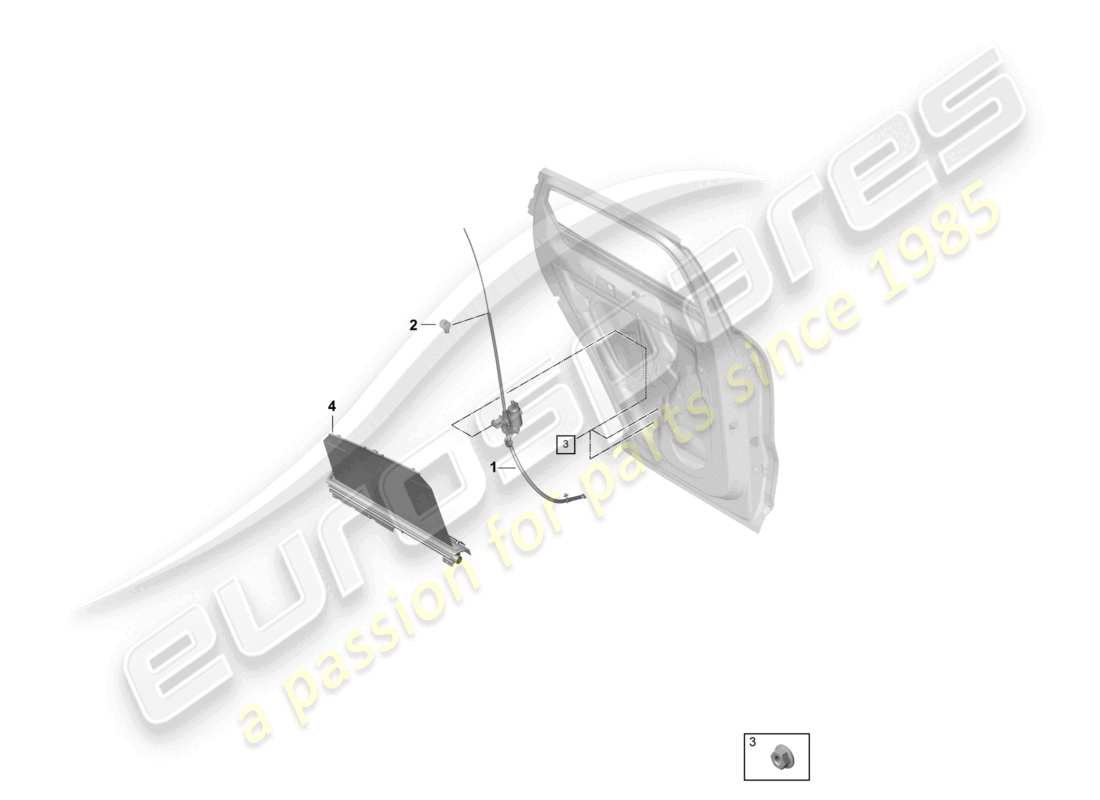 porsche 2022 (cayenne e3 9ya/9yb) schema delle parti della tenda a rullo posteriore della porta coupé