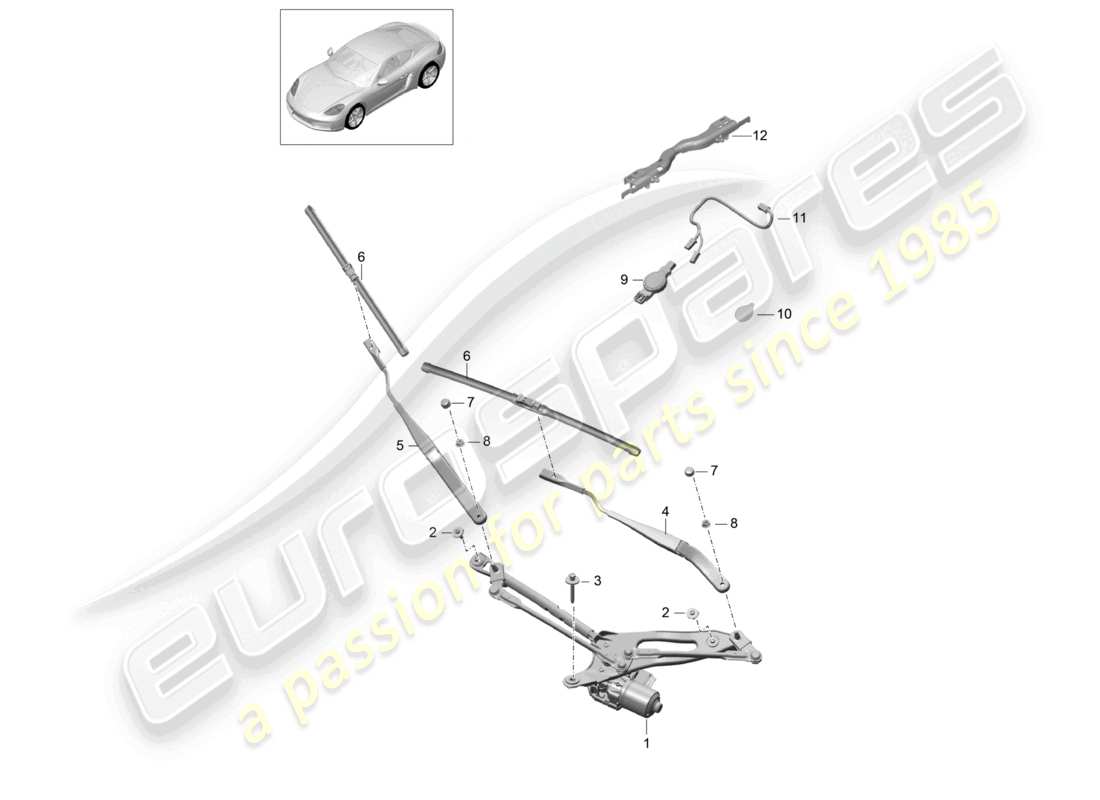 porsche 2021 (718 cayman) sistema tergicristallo, compl sensore pioggia diagramma delle parti