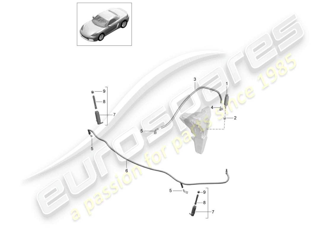 porsche 2025 (718 boxster) schema delle parti del sistema rondella