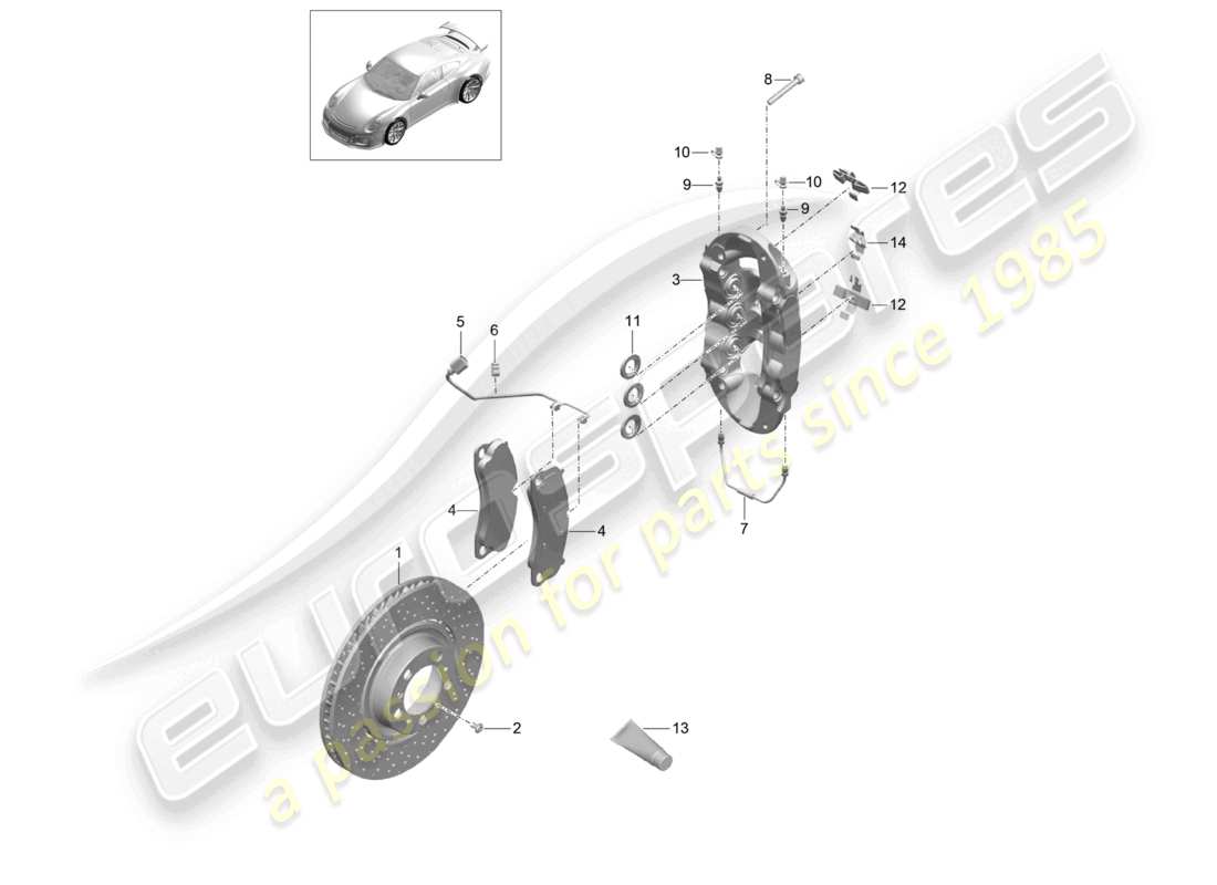 porsche 2021 (991-2 r/gt3/rs) freno a disco assale anteriore d >>- mj 2017 diagramma delle parti