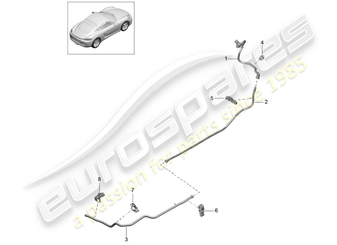 porsche 2021 (718 cayman) linea del vuoto anteriore servofreno centrale posteriore diagramma delle parti