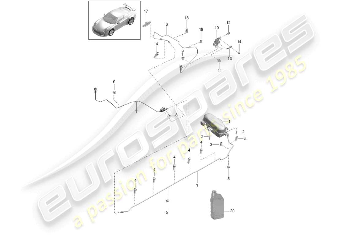 porsche 2021 (991-2 r/gt3/rs) sospensione adattiva diagramma delle parti