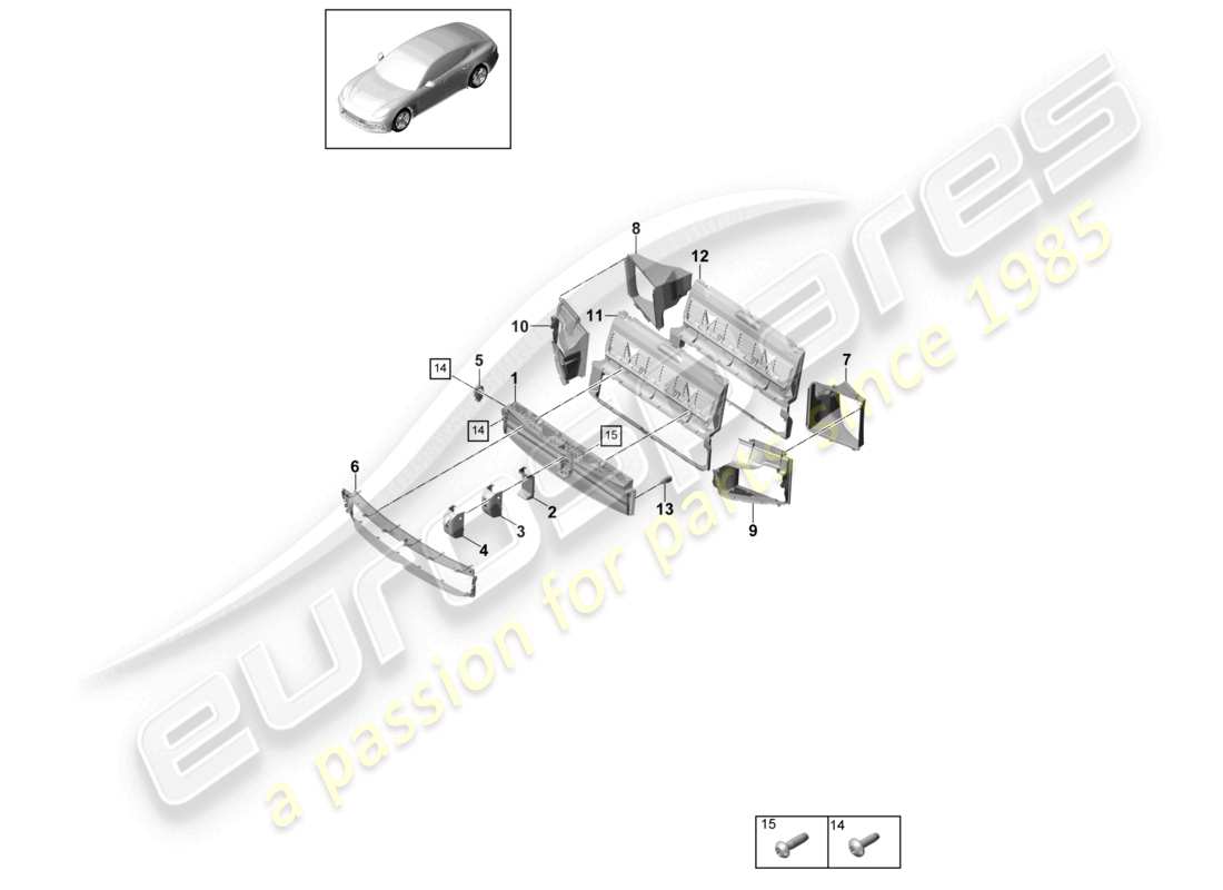 porsche 2021 (panamera 971-1) diagramma delle parti della guida dell'aria e del pacco dischi