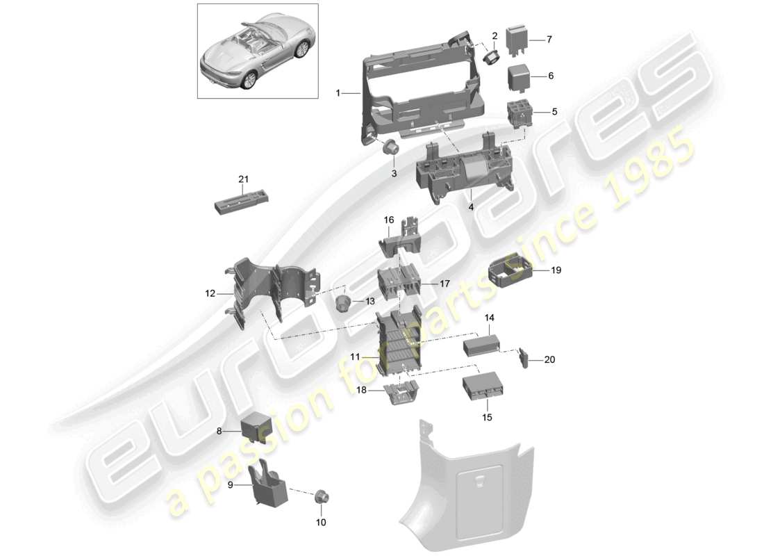porsche 2021 (718 boxster) schema elettrico centrale cruscotto parte