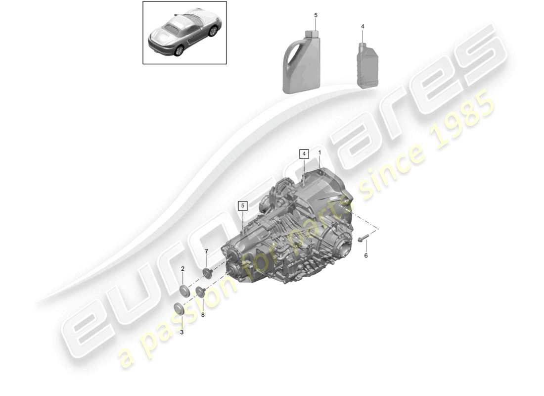 porsche 2023 (718 boxster) - pdk - schema delle parti del cambio