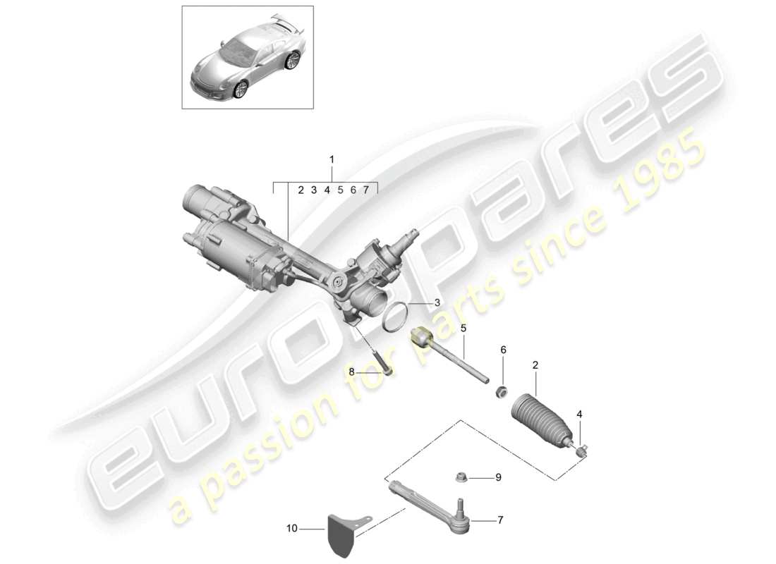 porsche 2021 (991-2 r/gt3/rs) tirante dello sterzo tirante di accoppiamento d - mj 2019>>diagramma componente speedster