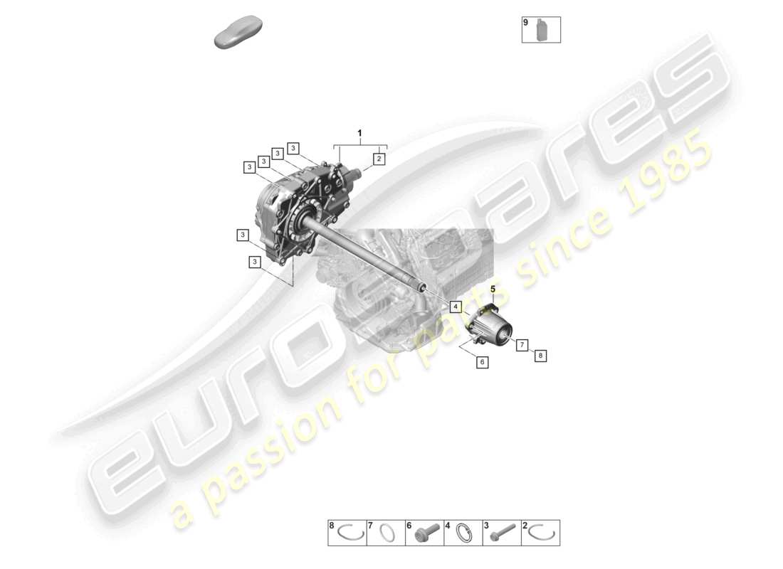 porsche 2026 (panamera 976) differenziale dell'assale anteriore console pronta per l'installazione schema dei componenti