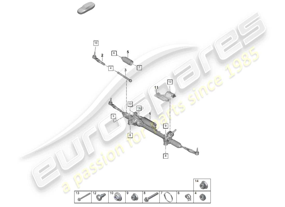 porsche 2026 (panamera 976) schema delle parti della scatola dello sterzo