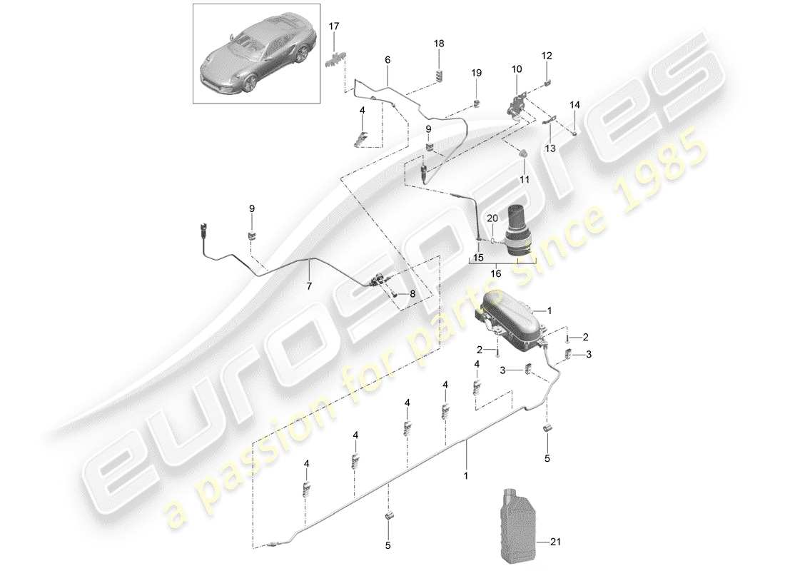 porsche 991 turbo (2018) schema delle parti del sistema autolivellante