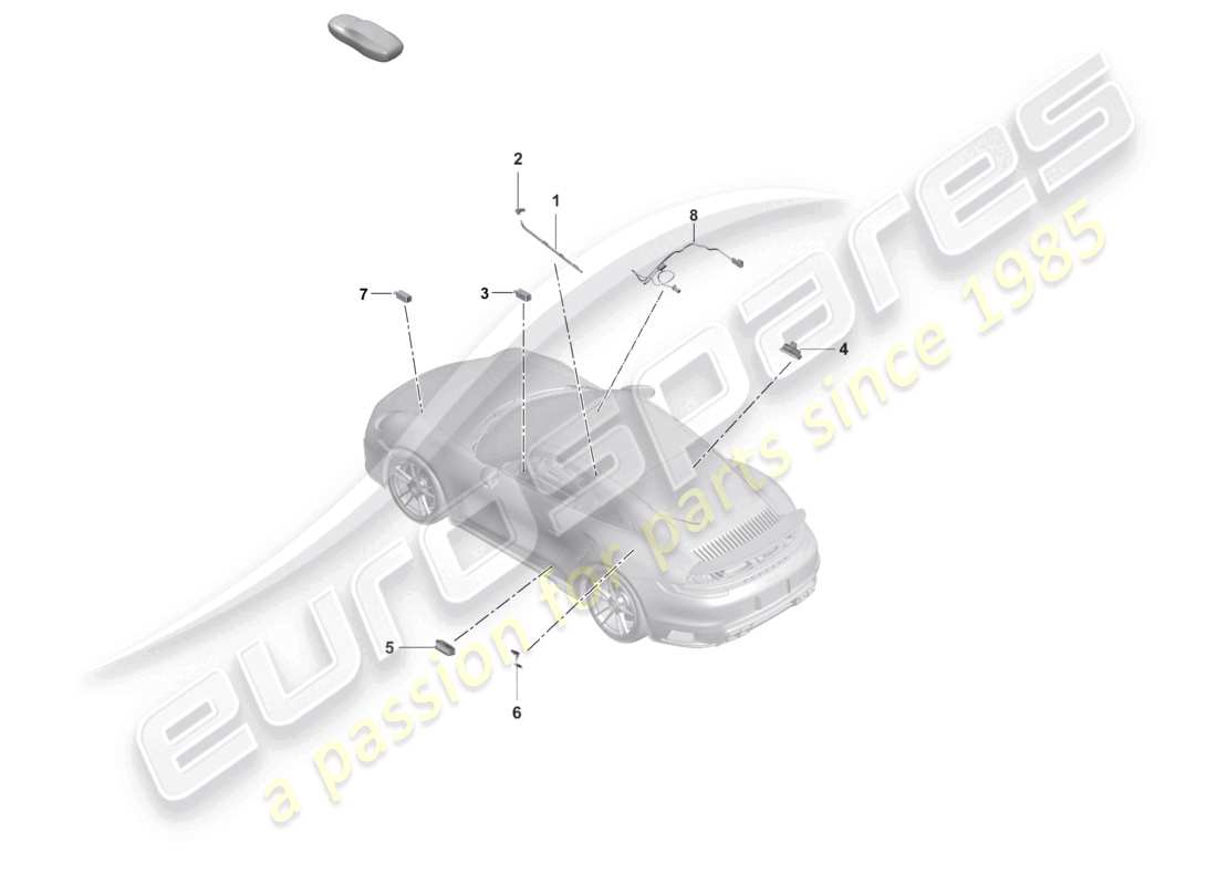porsche 2024 (992-2 turbo / s) luce interna luce di avvertimento porta luce vano piedi diagramma delle parti