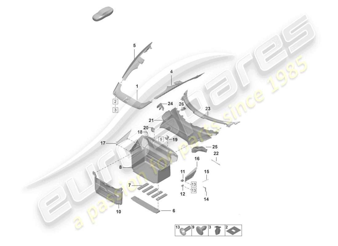 porsche 2021 (992-1) rivestimento del vano bagagli schema delle parti