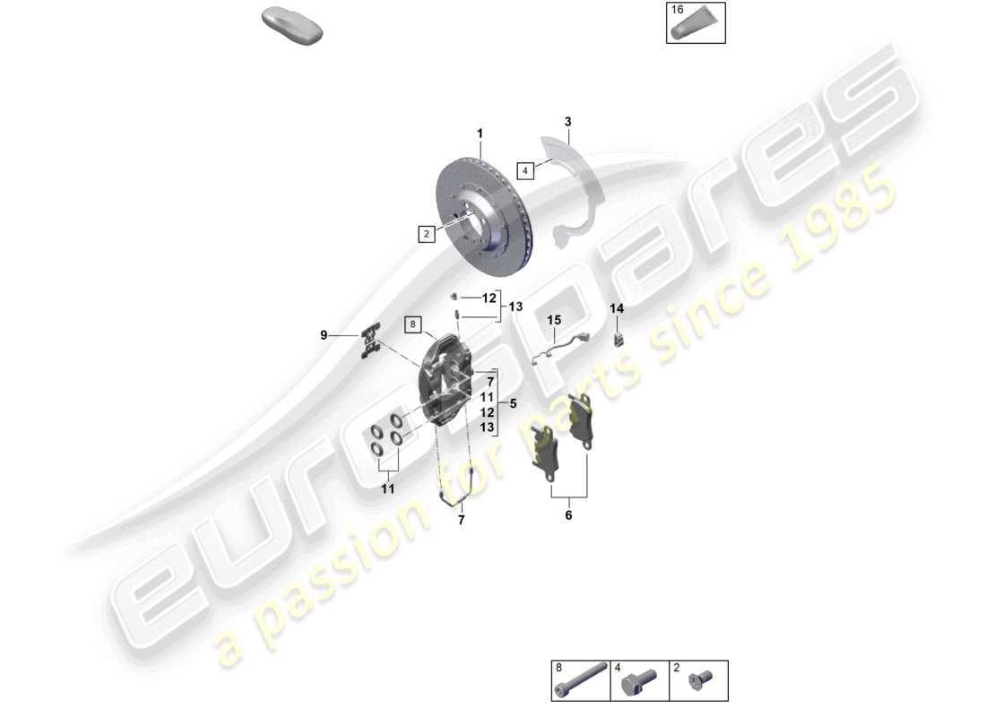porsche 2021 (718 cayman gt4) freno a disco assale posteriore diagramma delle parti