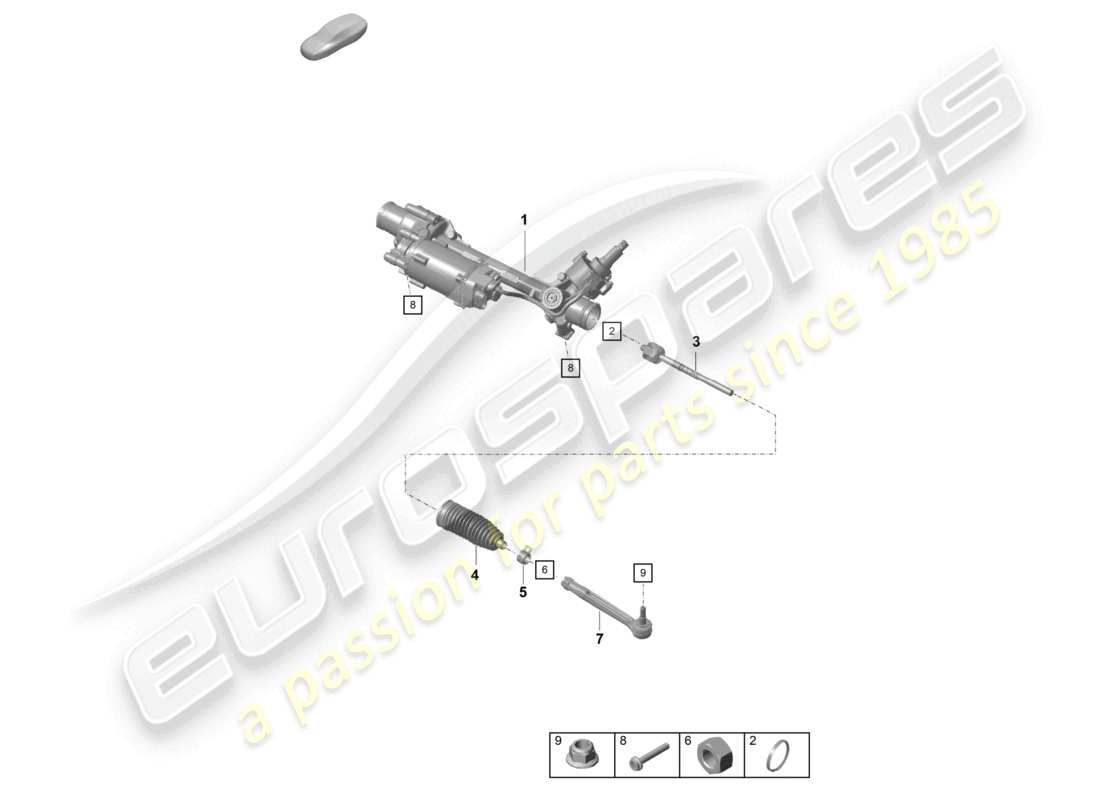 porsche 2021 (718 cayman gt4) singole parti dello sterzo diagramma delle parti