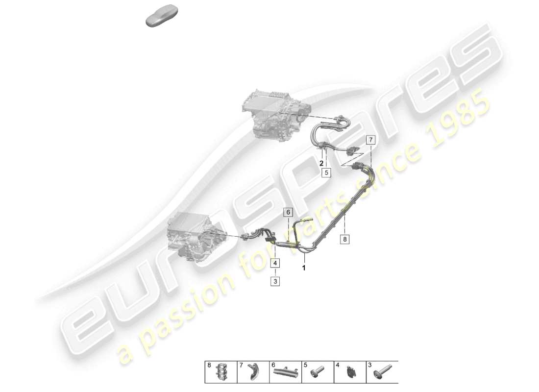 porsche 2025 (macan-e) schema elettrico del set di cablaggio ad alta tensione del motore elettrico
