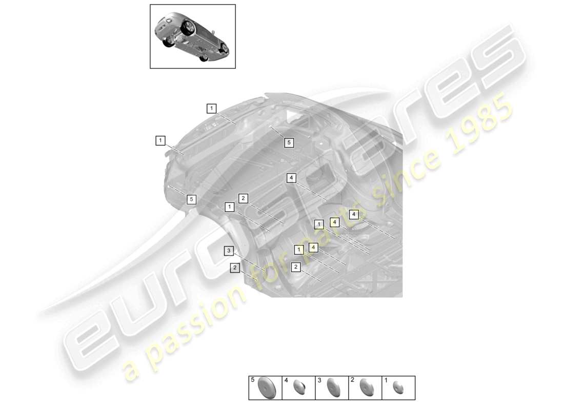 porsche 2021 (panamera 971-1) tappi posteriori diagramma delle parti