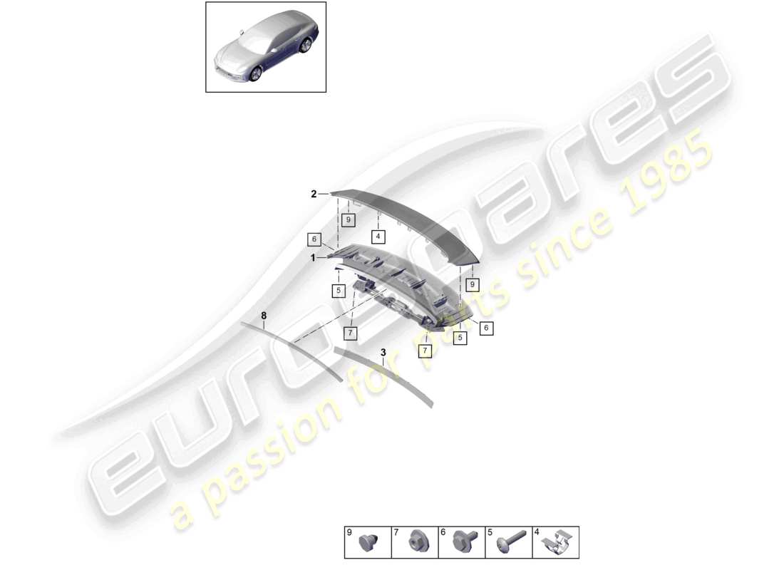 porsche 2021 (panamera 971-1) spoiler posteriore diagramma delle parti