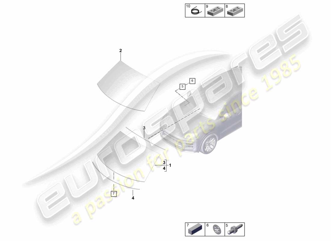 porsche 2023 (cayenne e3 pa) parabrezza coupé diagramma delle parti