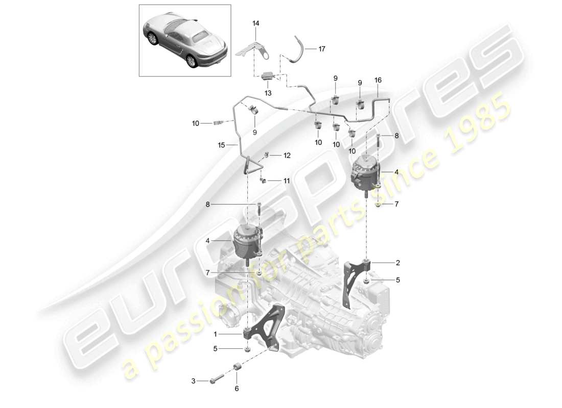 porsche 2021 (718 boxster) schema delle parti di fissaggio del cambio