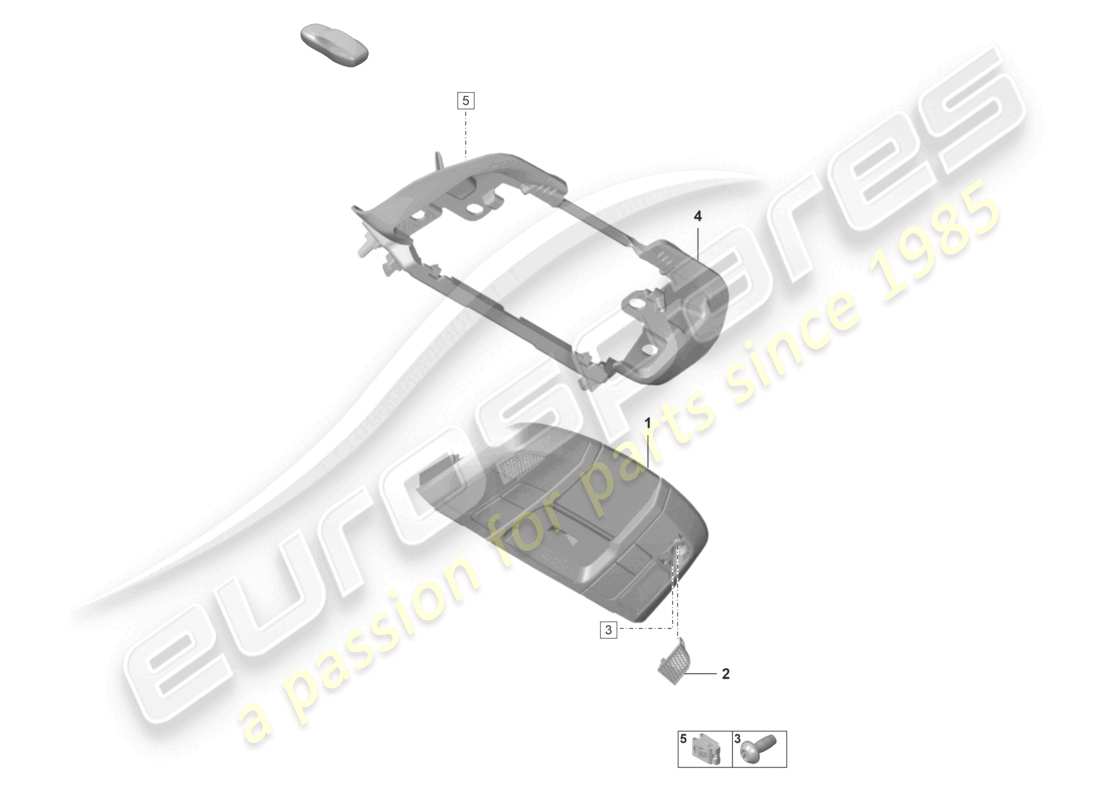 porsche 2024 (992-2 turbo / s) diagramma delle parti del tetto della console