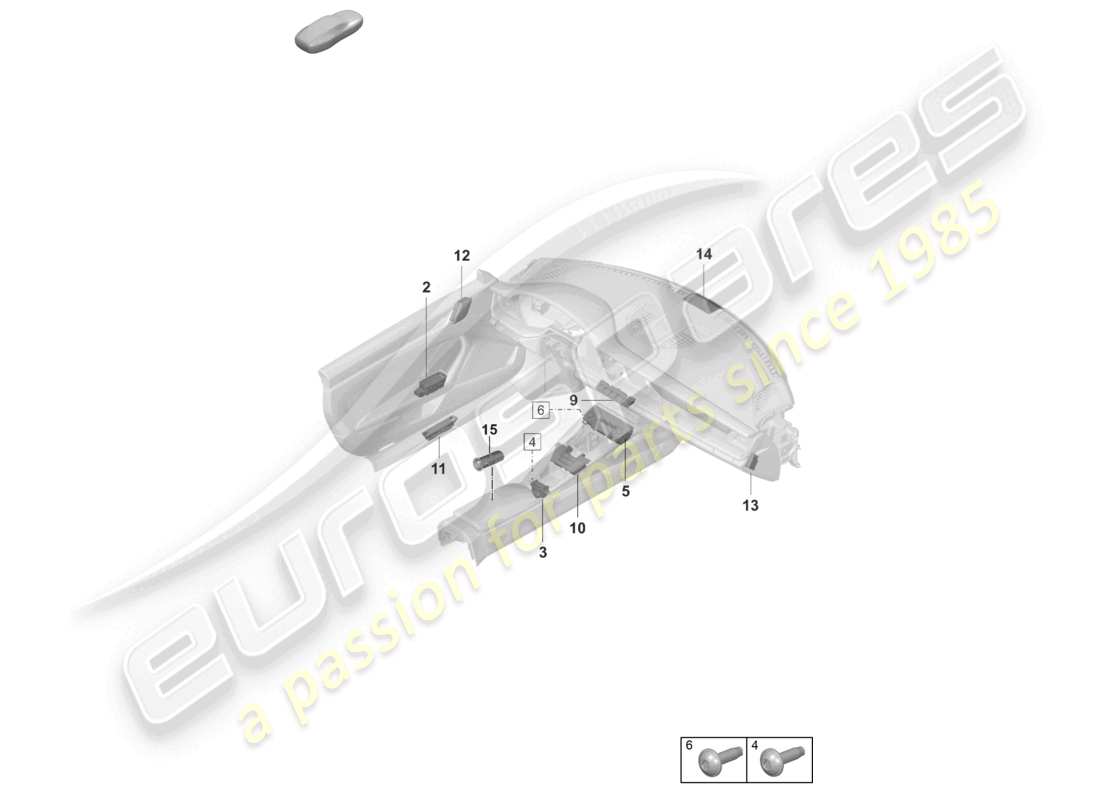 porsche 2021 (992-1 gt3/rs/st) presa di corrente diagramma delle parti