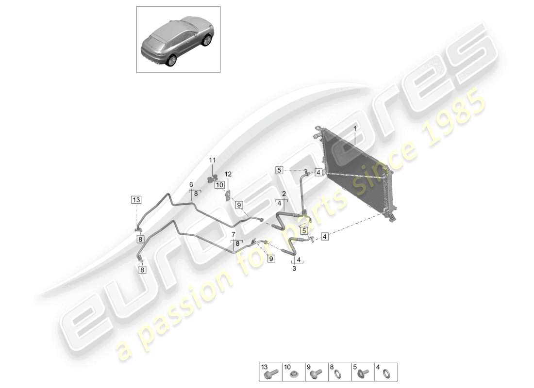 porsche 2021 (macan) - pdk - cambio radiatore olio cambio linea pressione olio diagramma parti